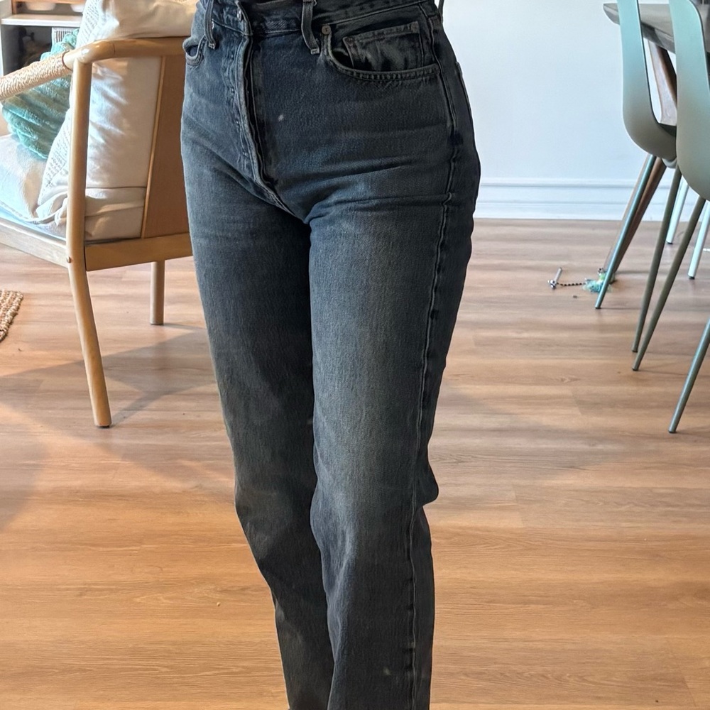 AGOLDE dark wash straight leg denim